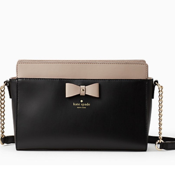 kate spade Handbags - NWT KATE SPADE BLACK & ALMOND ANGELICA PURSE